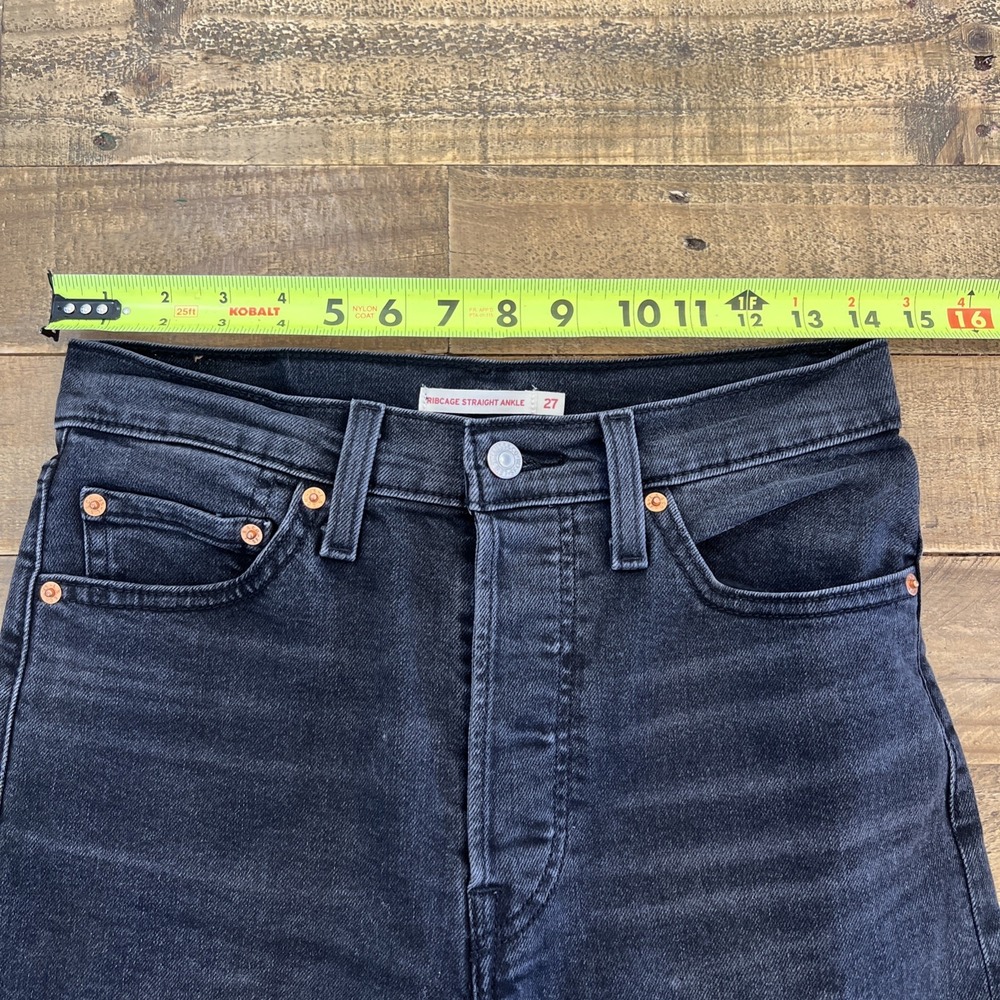 Levis Ribcage Straight Ankle jeans Womens 28 measure 28.5X26 Button Fly denim - Picture 12 of 15